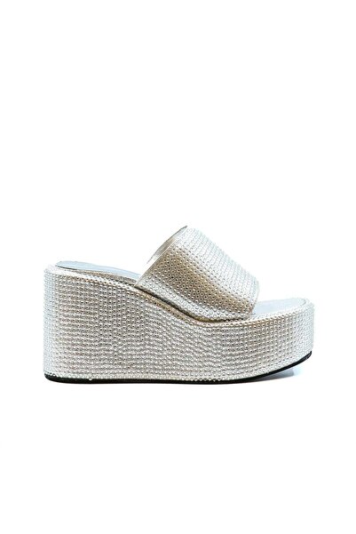 Sofia Baldi Tyr silver textile women's heel slippers