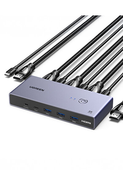 Ugreen 8K HDMI KVM Switch 2-in-1, 2xHDMI In, 2xUSB-C In, 1*HDMI Out, 3*USB-A,...