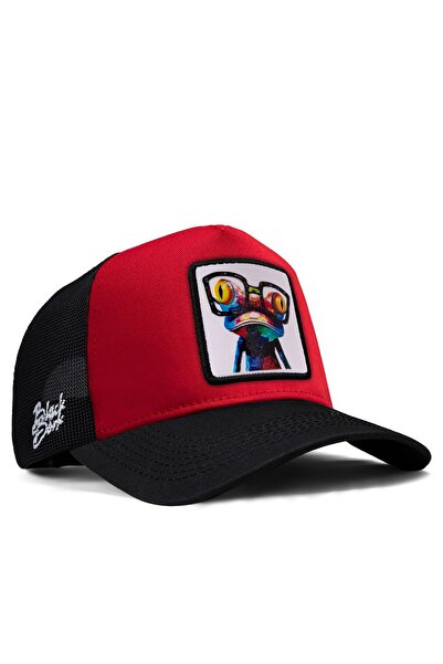 BlackBörk Bukalemun Logolu Siyah-Kırmızı Trucker Şapka