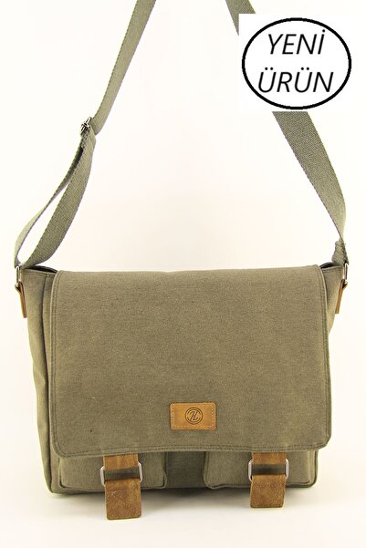 HNB حقيبة الكمبيوتر المحمول الأصلية حقيبة ساعي البريد من القماش الكاكي مقاوم ...