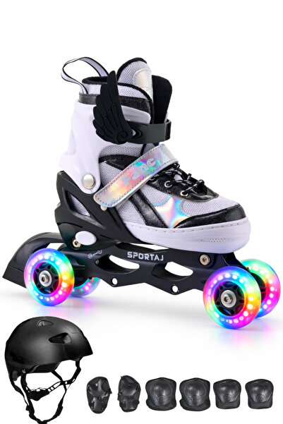 Sportaj Angel Wings Lighted Children's Skating Helmet and Knee Pad Set Silico...