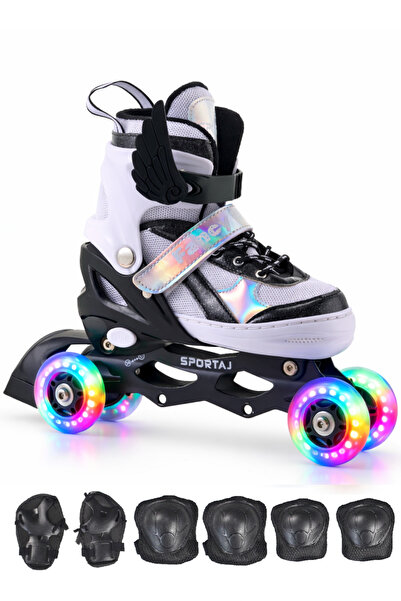 Sportaj Angel Wings Lighted Children's Skates and Knee Pads Set Silicone Whee...