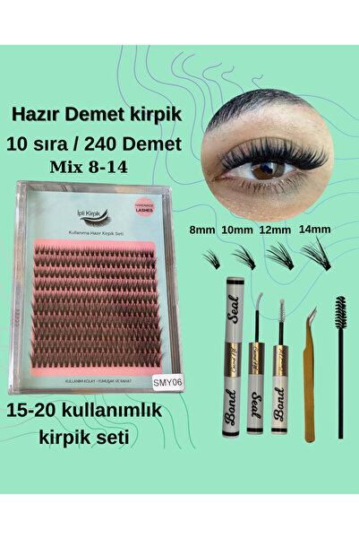 5D Kirpik Hazır İnceDemwt Kirpik Seti - Yapıştırıcı, Sabitleyici, Cımbız, Fır...