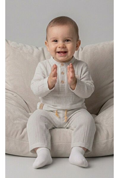 Junior Class Hakim Yaka Muslin Fabric 2-Piece Baby Boy Set