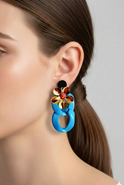 PETEK AKSESUAR أقراط سلسلة من الراتنج - نمط الأزهار