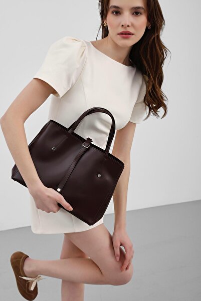 Shule Bags Fedi Yavrulu El Ve Omuz Çantası Kahve