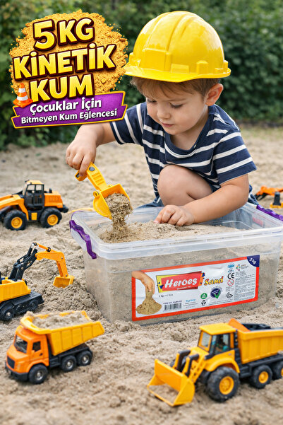 HEROES Kinetik Kum 5 Kg Natural - Eğitici Akışkan Büyük Boy Oyun Kumu Doğal R...
