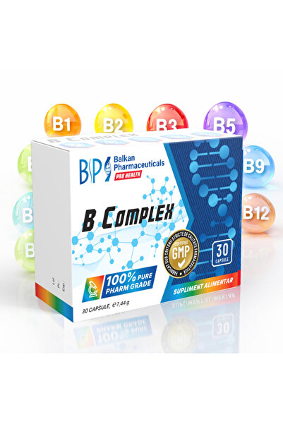 Balkan Pharmaceuticals B Complex 30 Capsule, Complex Vitamine B, Energie și M...