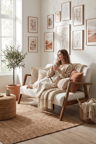 Zem Pavia Ikili Berjer Ceviz Ahşap, Kırık Beyaz