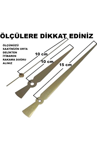 Aypaş Duvar Saat Mekanizması Için Uzun Akrep Yelkovan Seti - Gold