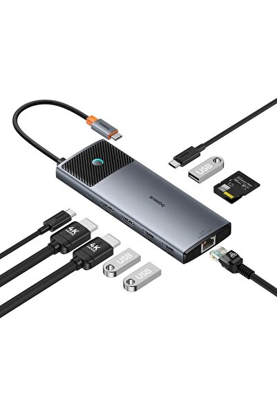 Baseus Metal Gleam Ii 10-in-1 Usb-C Hub - 4K 120Hz Dual Hdmi, 100W Pd, 10Gbps...