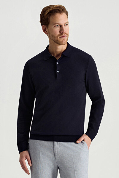 Hemington Kaşmir Pamuk Karışım Polo Yaka Lacivert Triko