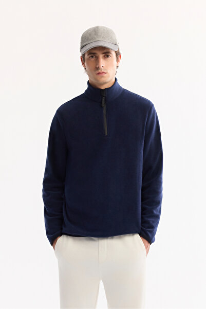 Avva Hanorac pentru bărbați, albastru bleumarin, rezistent la frig, cu jumăta...