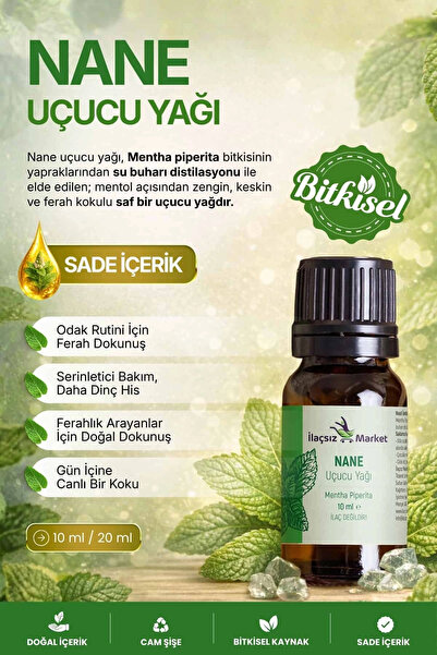İlaçsız Market Nane Yağı / 10 ml (Tıbbi)