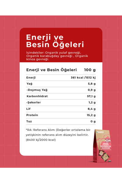 NUSTİL Glutensiz Ve Organik Gevrekler Karışımı 250g