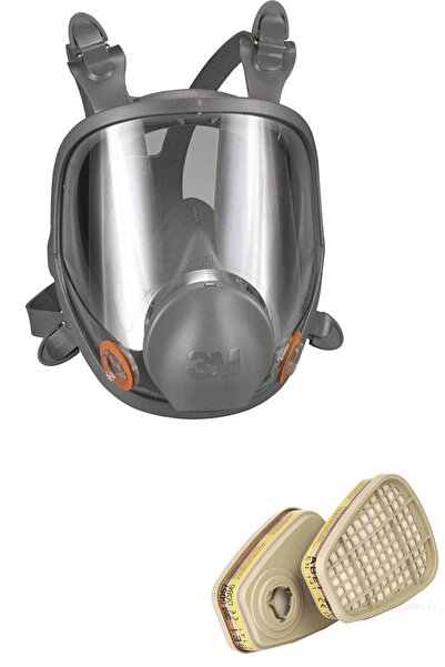 3M 6800 Tam Yüz Filtreli Koruyucu Maske Ve 2 Adet 6057 Filtre