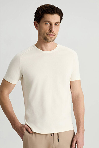 Hemington Bisiklet Yaka Beyaz Giza Pamuk Triko T-Shirt