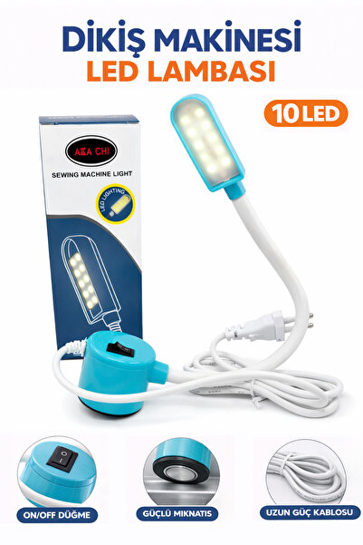 AKA CHI Spiral Mıknatıslı Dikiş Makinesi Led Lambası Prizli 10 Led Aydınlatma