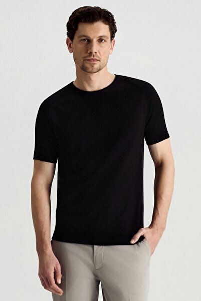 Hemington Bisiklet Yaka Siyah Giza Pamuk Triko T-Shirt