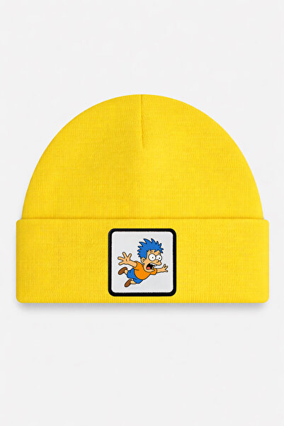 BlackBörk Žuta dečija beretka sa crtanim logotipom