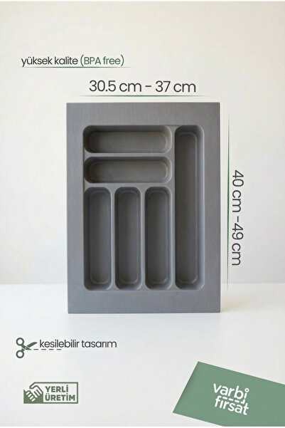 Varbifırsat Suport pentru tacâmuri decupabil pentru sertar, 37x49 cm |   Gri