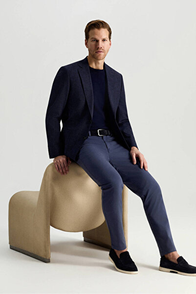 Hemington Keten Yün Karışım Lacivert Yazlık Blazer Ceket