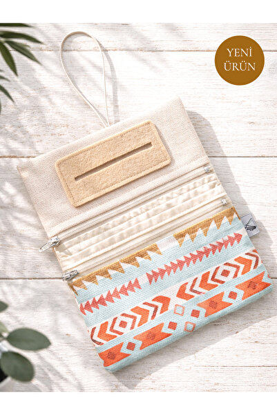 Kirpiwork Naturel Boho Kanvas Tütün Çantası Hediye Tütün Kesesi Çok Amaçlı Or...
