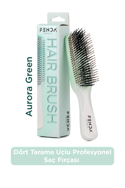 Fenda Επαγγελματική εργονομική πράσινη βούρτσα μαλλιών 4 ακίδων FNDFPRO00003GR