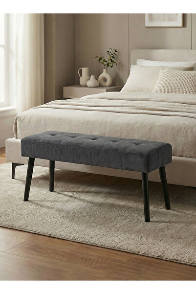 ESMART مقعد عثماني مخملي حديث، نهاية السرير/مقعد الحذاء، أرجل فولاذية، رمادي ...