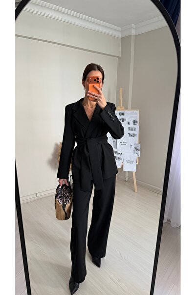 Tugen Co بدلة بليزر مع حزام