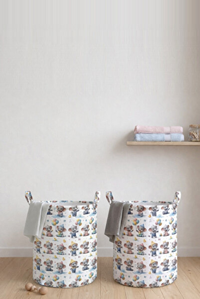 Paris Home 2Pcs Patterned Kids Toy Baskets – Folding Toy Storage Basket and R...