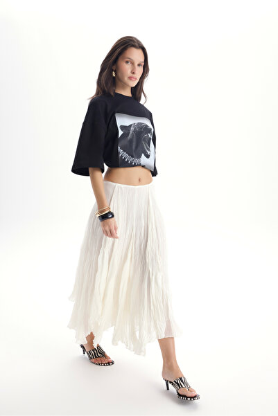 BOHEMAİ Assa Pileli Ekru Etek