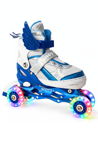 Sportaj Melek Kanatlı Işıklı Çocuk Pateni Silikon Teker Ayarlanabilir Paten T...