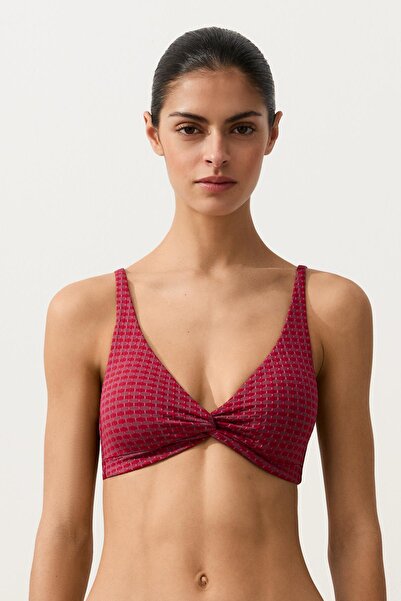 Oysho Geometrik jakarlı halter bikini üstü