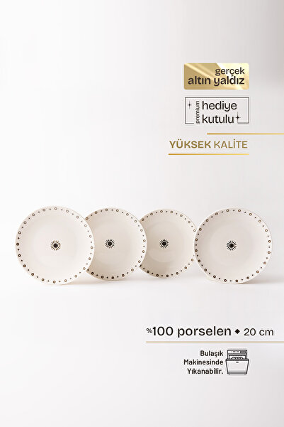 TUSE LIVING Eclipse Gerçek Altın Yaldızlı Gökyüzü Desenli 4' lü Porselen Past...