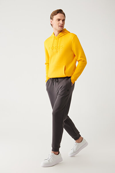 Avva Ανδρικό παντελόνι ανθρακί μέσης με κορδόνι ελαστικό πόδι με 3 κλωστές E ...