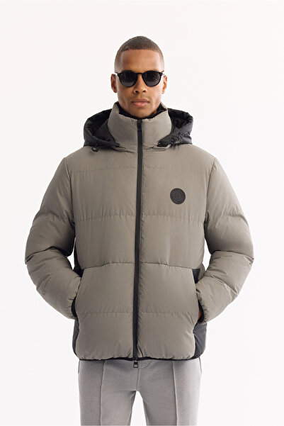 Avva Gri închis pentru bărbați cu glugă Repelent la apă Rezistent la vânt -10...