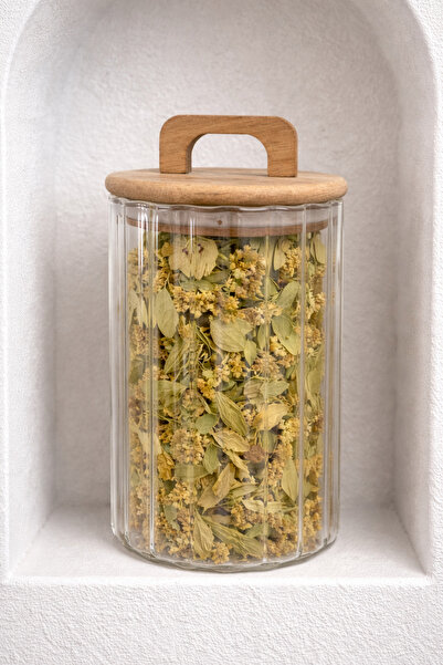 LEONEV مخطط برطمانات من زجاج البوروسيليكات مع أغطية أكاسيا 950 م