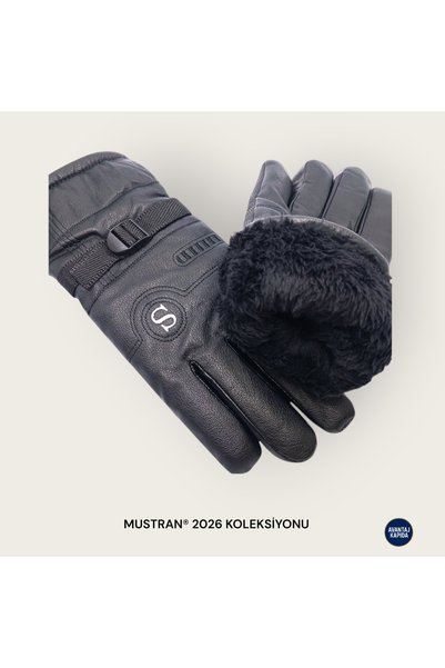 Mustran XXL Men's Wide Fit Leather Biker Winter Gloves with Fur Inside Not Available in S-M-L Sizes |   32 cm Length