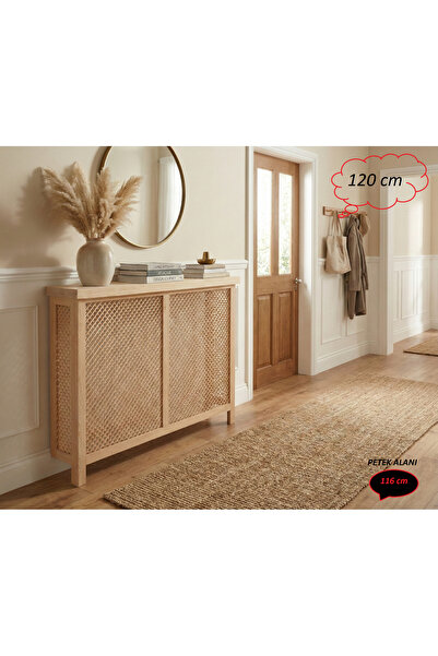 Sedefira Doğal Ahşap Petek Kaplama & Antre Dresuarı - 120 cm Dekoratif Radyat...
