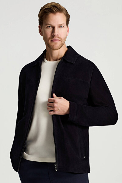 Hemington Doğal Süet Lacivert Deri Ceket