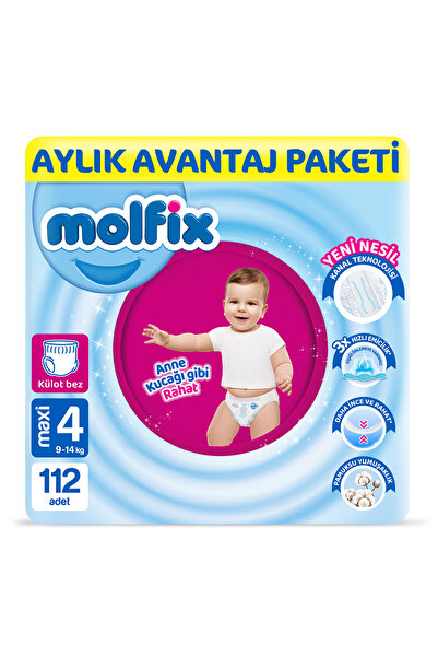 Molfix Pants Bebek Bezi 4 Beden Maxi Aylık AvantajPaketi 112 Adet
