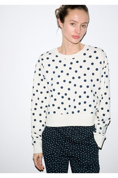 Mavi Navy Blue Polka Dot Ecru Sweatshirt 1S10534-91576