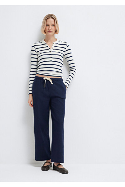 Mavi Lace Detailed Navy Blue Trousers 1011203-89101
