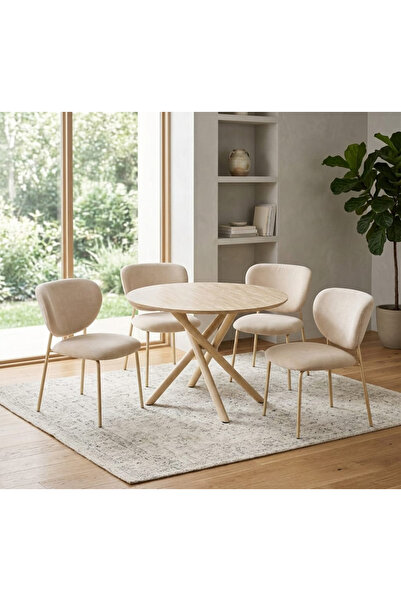 TrentonGCC طقم طاولة طعام دائرية حديثة مع 4 كراسي