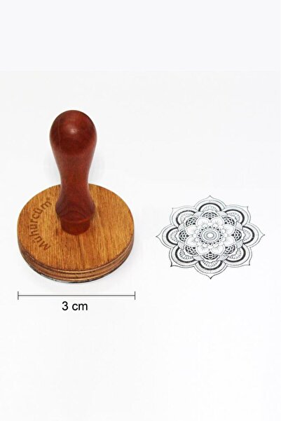 Mühürcüm Kişiye Özel Ahşap Mühür Damga 3 cm çap Yuvarlak MAD3