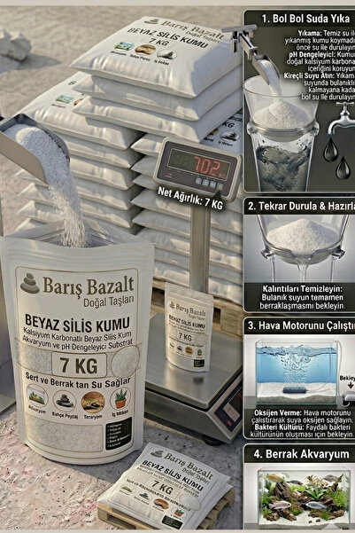 decoronay 7 KG Akvaryum Beyaz Silis 0,5mm ( Kalsiyum Karbonatlı Beyaz ) Kum – Doğal, Temiz ve Saf Alt Zemin