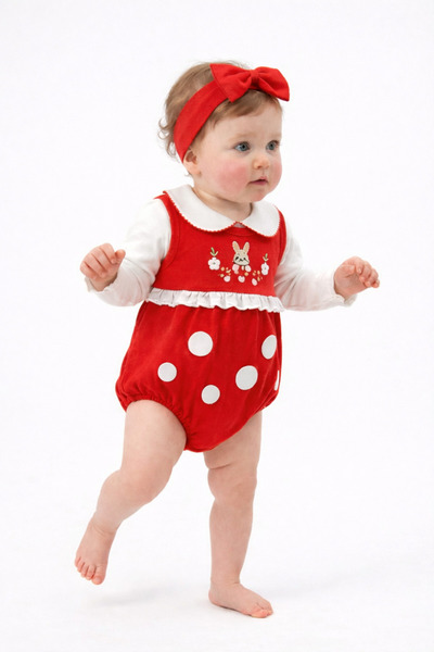 İZYALİF BABY طقم رومبير للفتيات الصغيرات مكون من دانتيل قطع مع عصابة رأس متضمنة