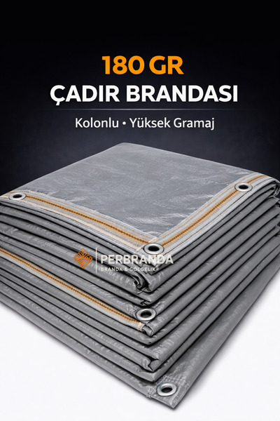 PERBRANDA ÇADIR BRANDASİ 2 X 5 KOLON TAKVİYELİ 180gr/m2 GRİ RENK