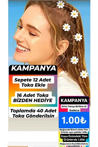 modares Papatya Pens Mandal Toka 2 Adet Klips Toka Saç Süsü